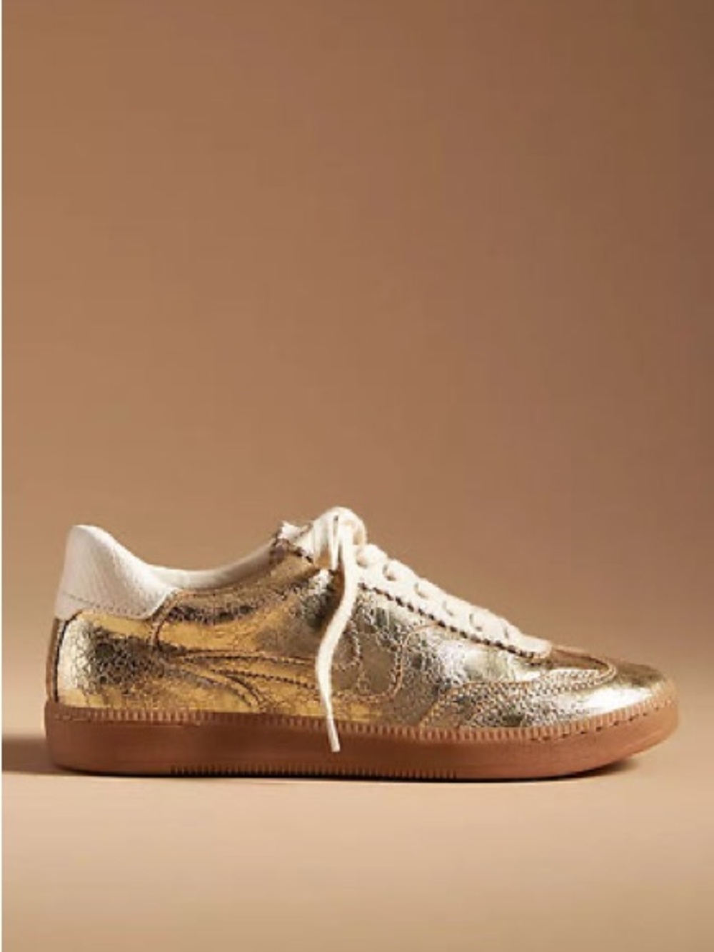 Dolce Vita Gold Metallic Low-Top Lace-Up Sneakers - Women
